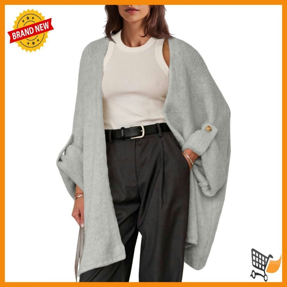 Oversized Chunky Knit Cardigan Sweater Coat Open Front Slouchy